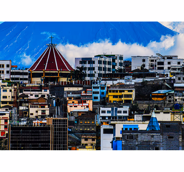 Cityscape with Volcano city wall mural - TenStickers
