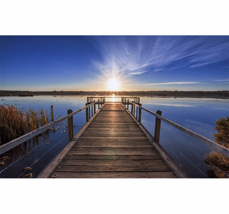 Serene Sunset Pier landscape mural wallpaper - TenStickers