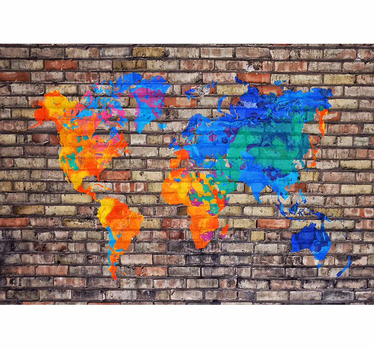 Political full color  world map mural - TenStickers