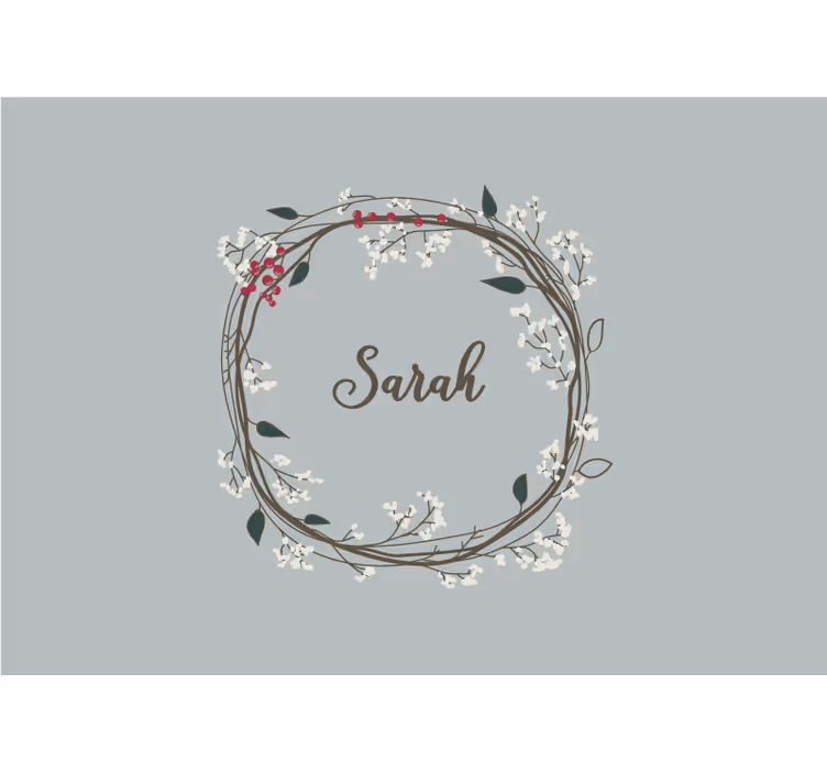 Floral name circle children wall mural - TenStickers