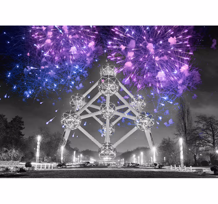 Atomium Fireworks Display city wall mural - TenStickers