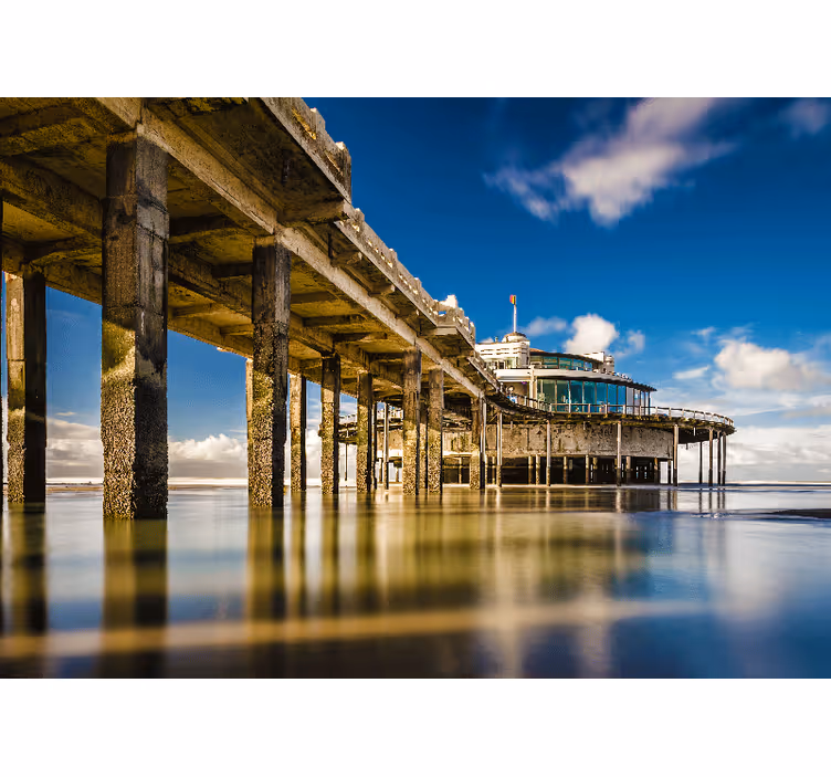Coastal Pier Serenity landscape mural wallpaper - TenStickers