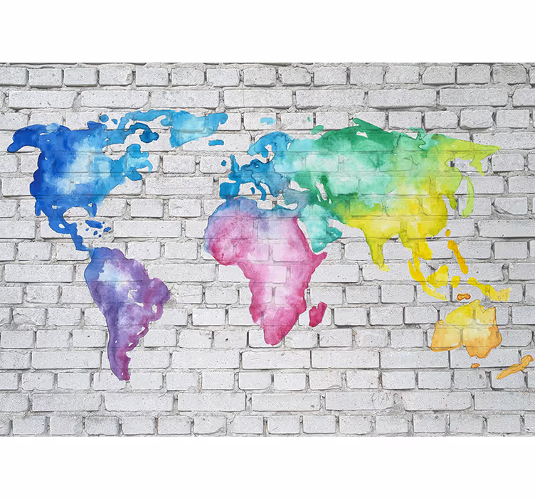 World map wall mural watercolor world map - TenStickers