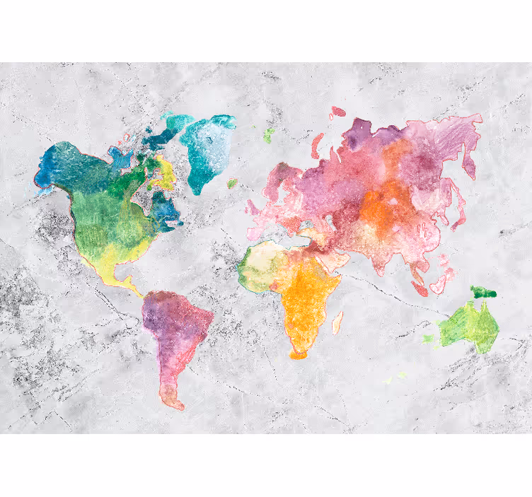 World map wall mural colorful map design - TenStickers