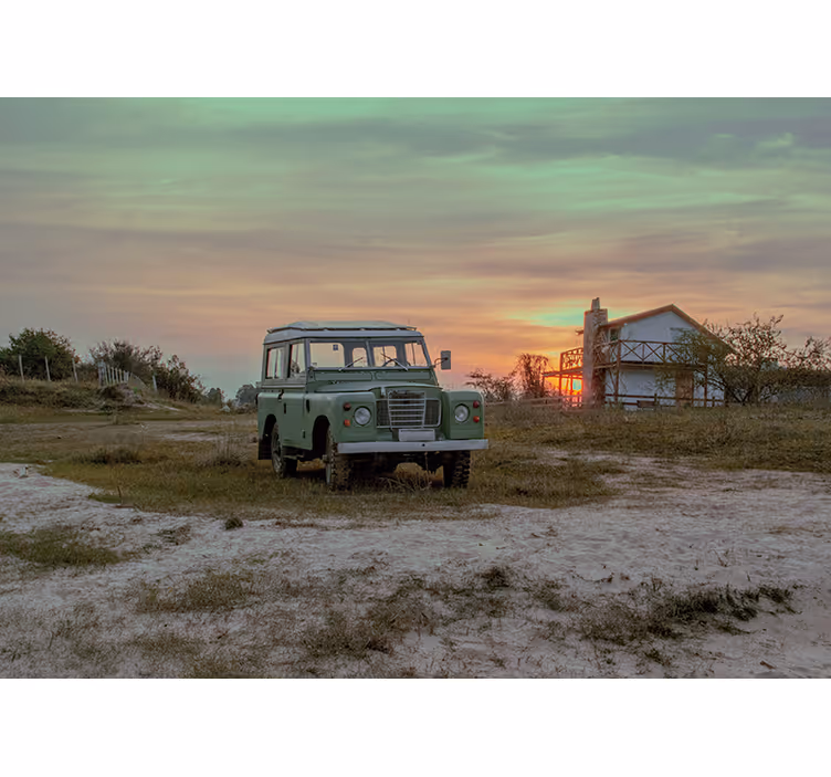 Green Classic Car vehicle mural - TenStickers