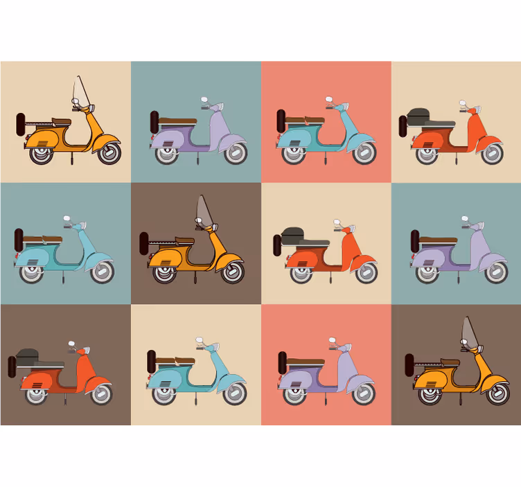 Retro scooter pattern vehicle mural - TenStickers