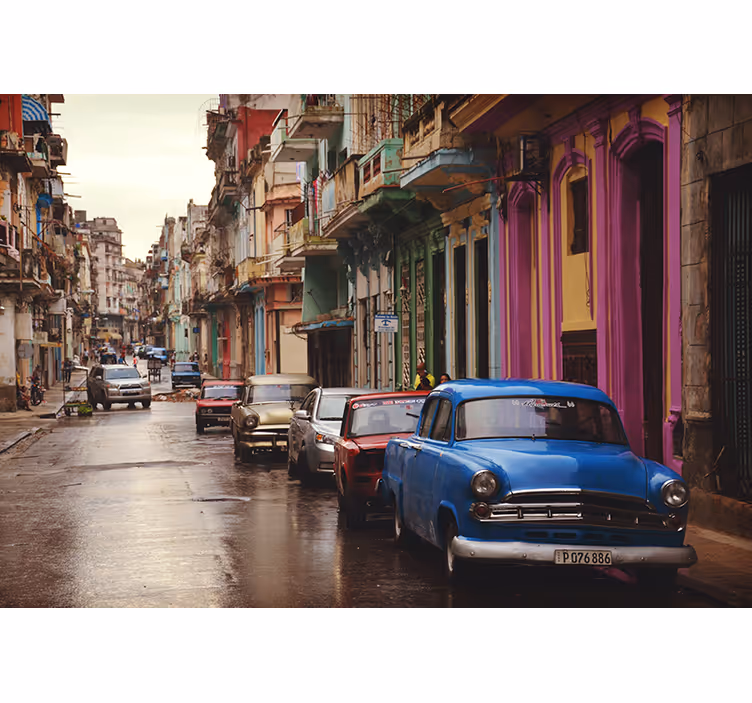 Colorful classic cars  vintage wall mural - TenStickers
