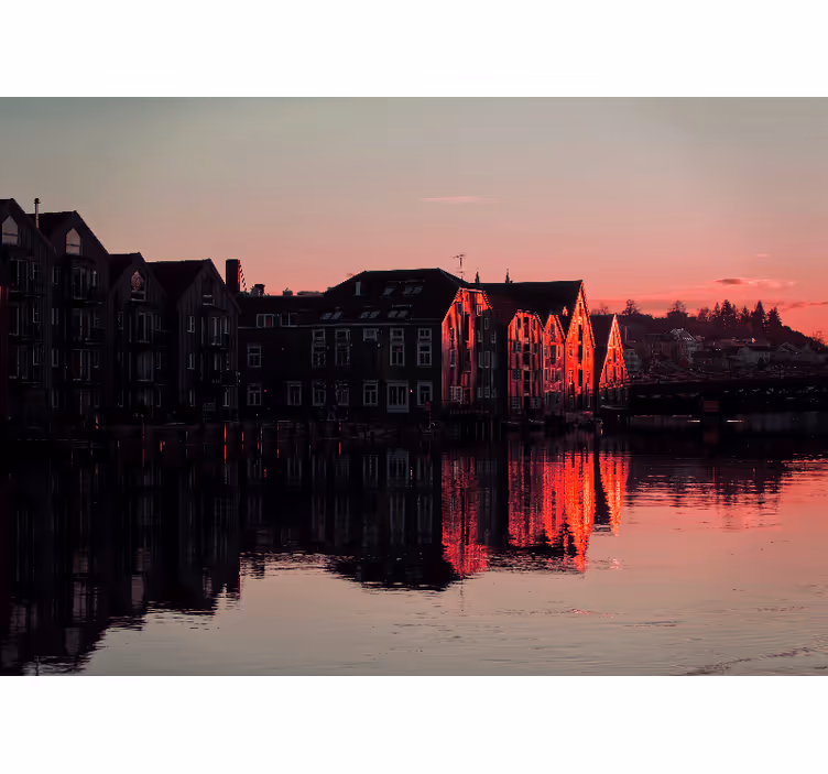 Trondheim Norway in the evening wall mural - TenStickers