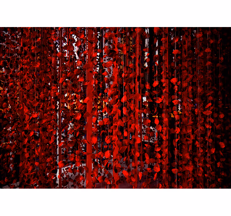 Red Floral Cascade flower mural - TenStickers