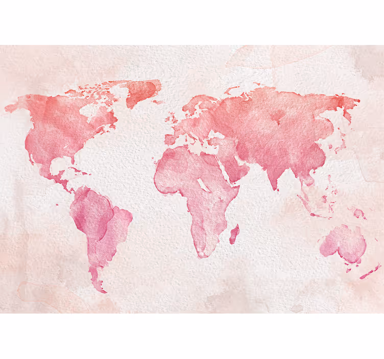 World map wall mural watercolor world outline - TenStickers
