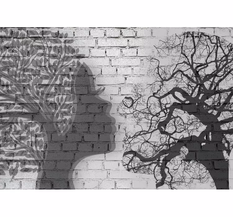 Painting wall mural woman silhouette profile - TenStickers