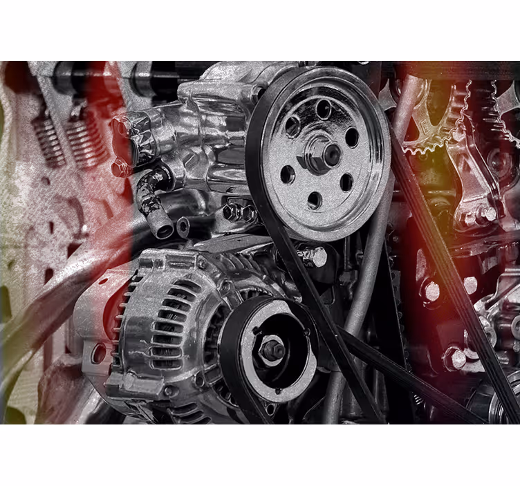 Vehicle mural engine parts close-up - TenStickers