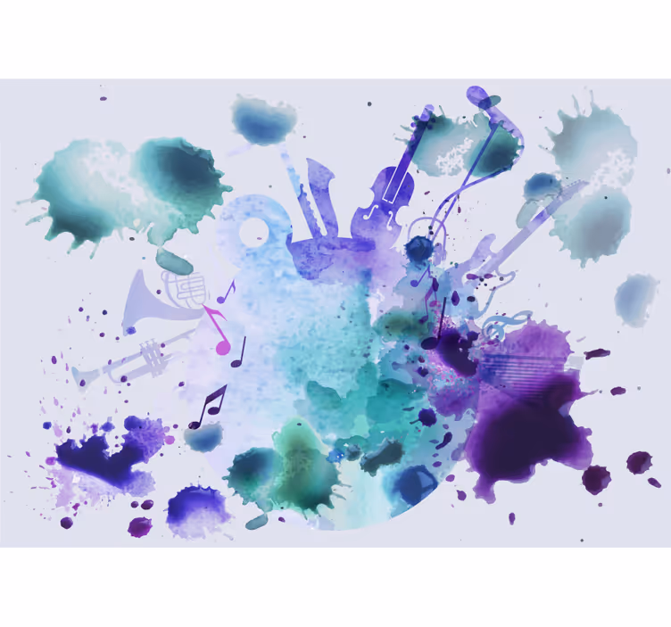 Splash music notes wall mural - TenStickers