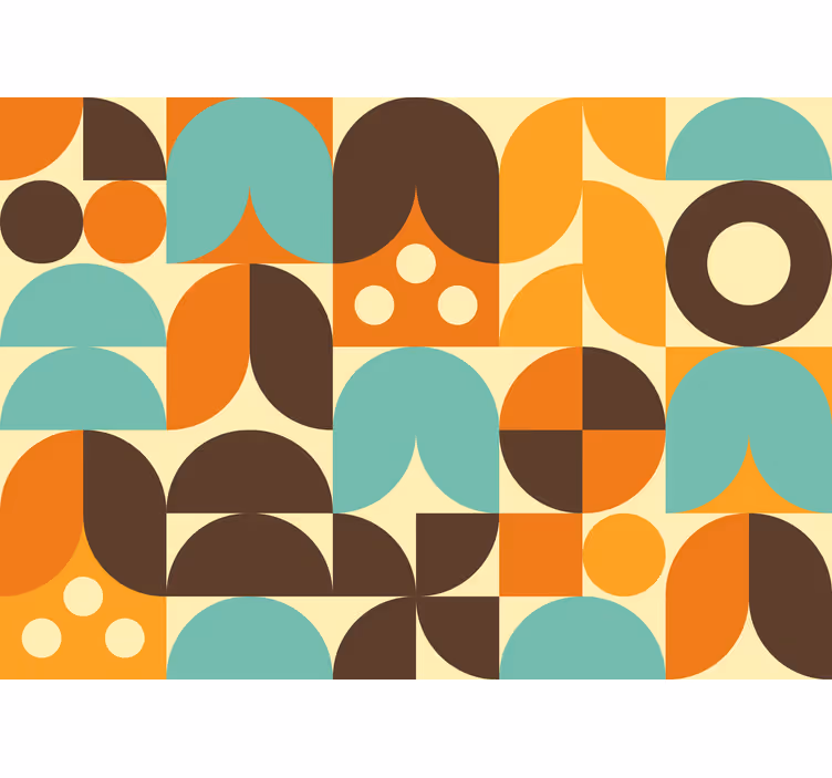 Geometric 70's abstract forms vintage wall mural - TenStickers