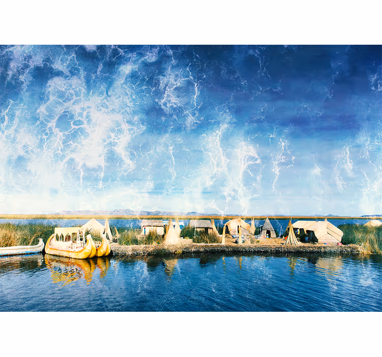 Landscape mural wallpaper serene waterway view - TenStickers
