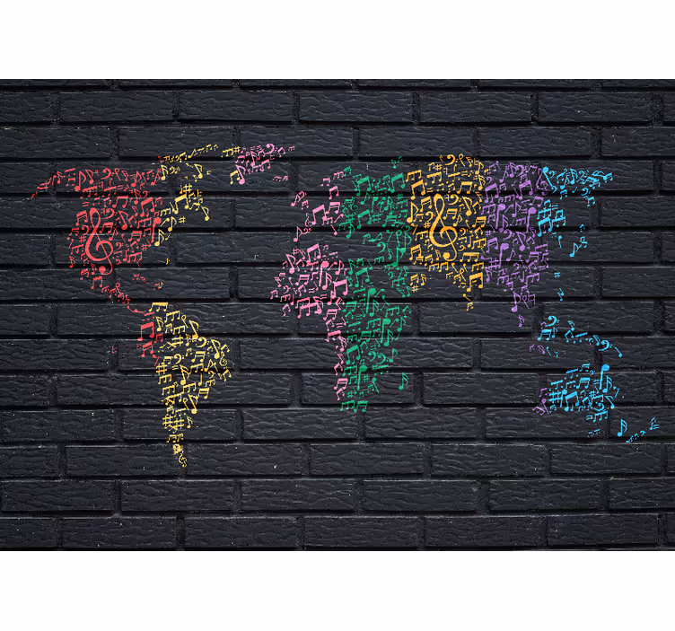 Music mural musical world map - TenStickers