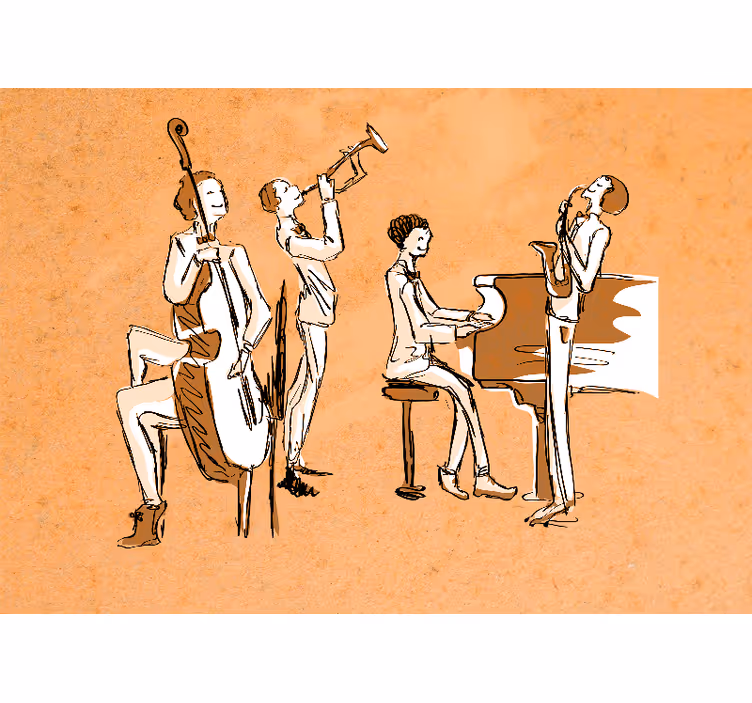 Music mural jazz band show - TenStickers