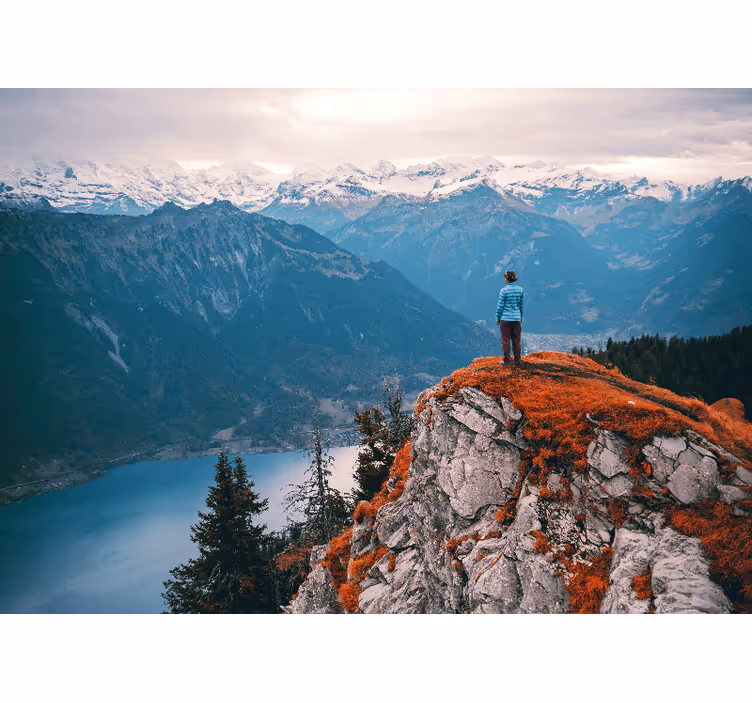 Landscape mural wallpaper mountain view calm - TenStickers