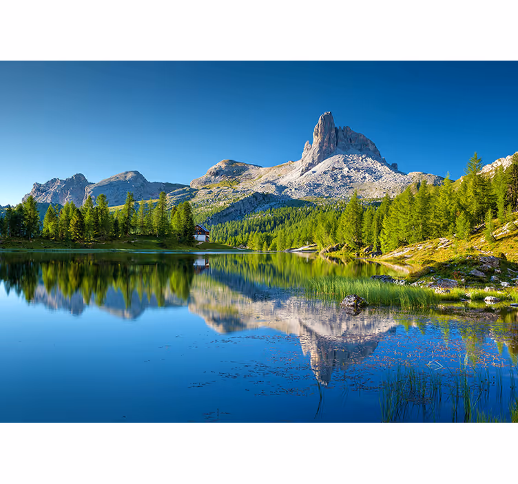 Landscape mural wallpaper mountain reflections - TenStickers