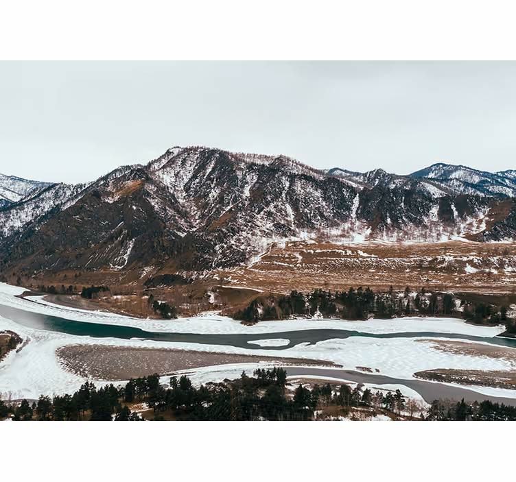 Landscape mural wallpaper mountain river scene - TenStickers