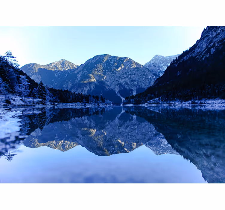 Landscape mural wallpaper mountain reflection - TenStickers