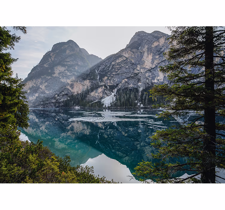 Tranquil mountain resonance landscape mural wallpaper - TenStickers