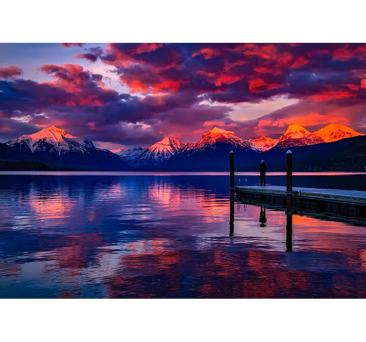 Landscape mural wallpaper majestic mountain echoes - TenStickers
