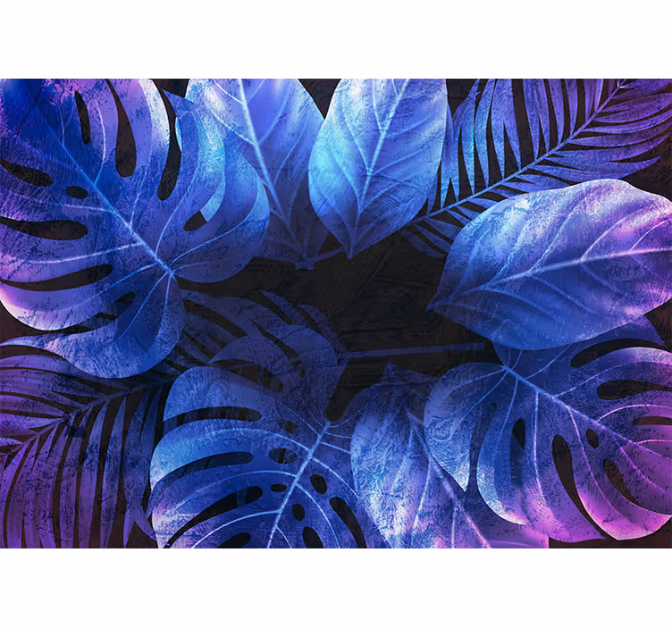 Purple tropical leaves nature wall mural - TenStickers