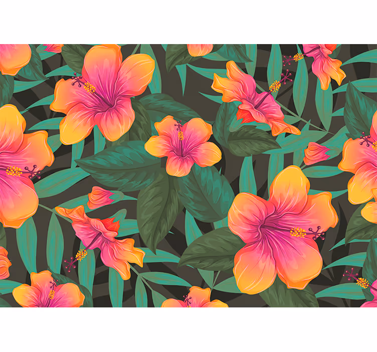 Vibrant hibiscus blooms flower mural - TenStickers