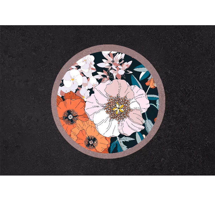 Flower mural floral circle design - TenStickers