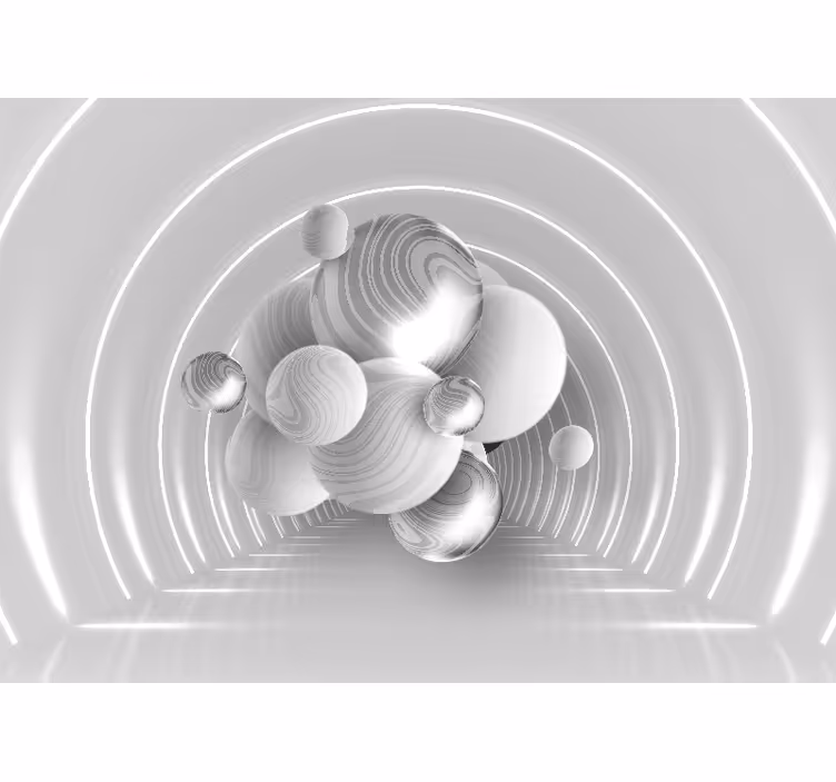Floating circular shapes 3d wall mural - TenStickers