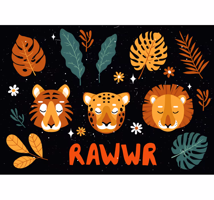 Children wall mural playful jungle animals - TenStickers