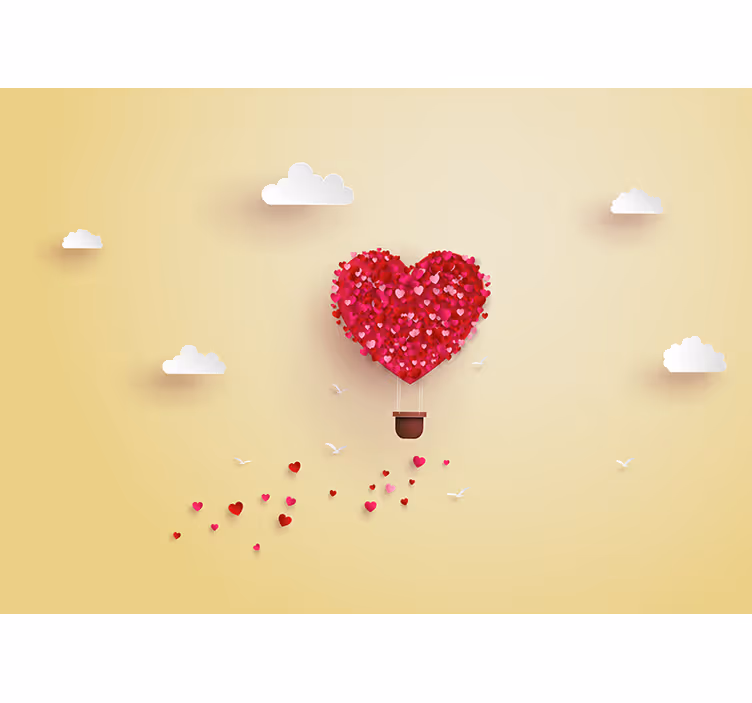 Love wall mural heart balloon journey - TenStickers