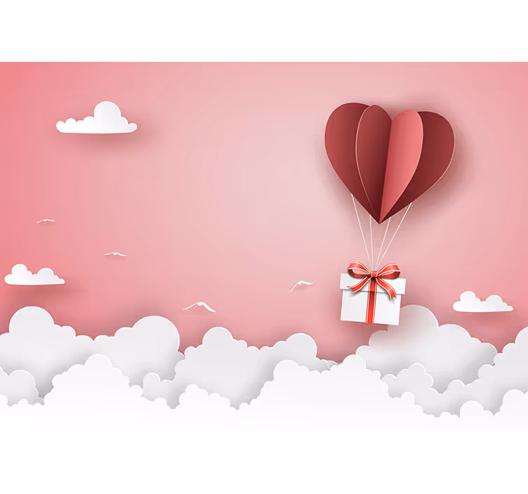 Love wall mural heart balloon gift - TenStickers