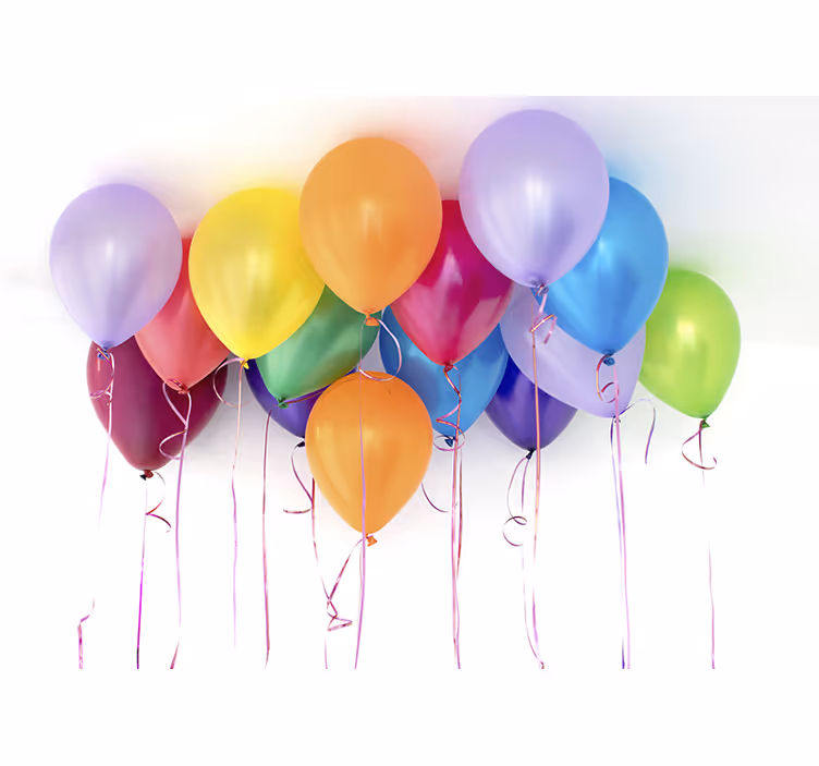 Love wall mural colorful celebration balloons - TenStickers