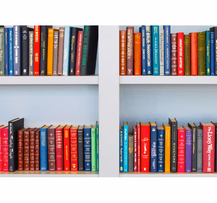 Mural quote colorful bookshelf design - TenStickers