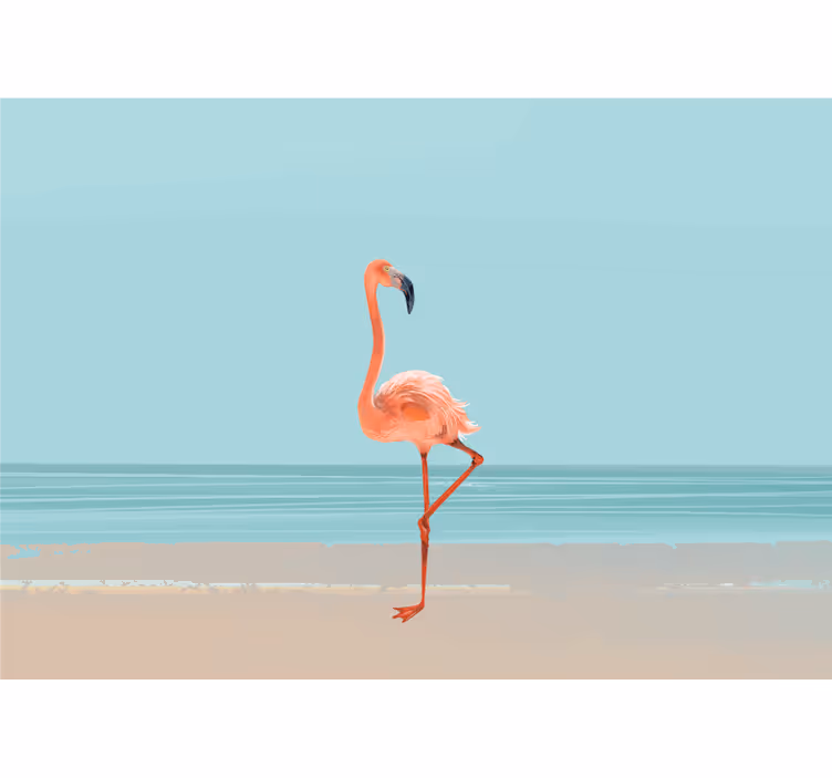 Sea mural flamingo by the shore - TenStickers