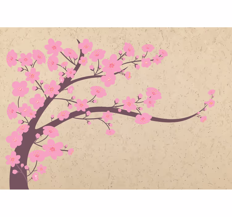 Pink flowers with beige 3D Wall Mural - TenStickers
