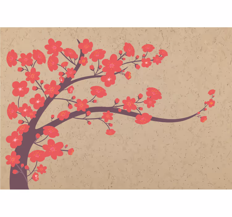 Flower mural sakura branch design - TenStickers