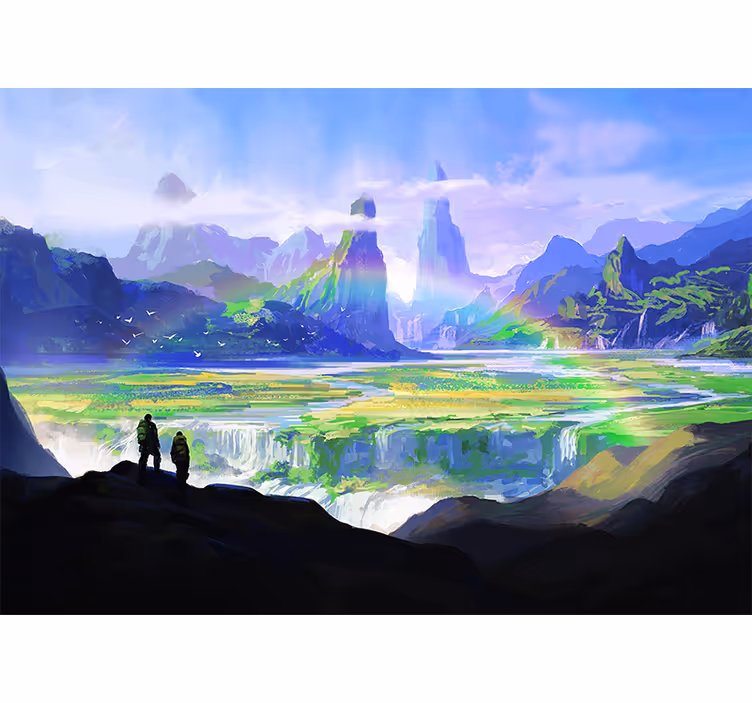 Landscape mural wallpaper mountainous nature scene - TenStickers