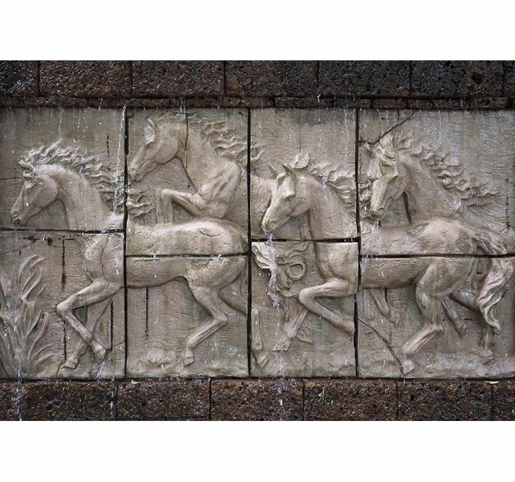 Animal wall mural galloping horses relief - TenStickers