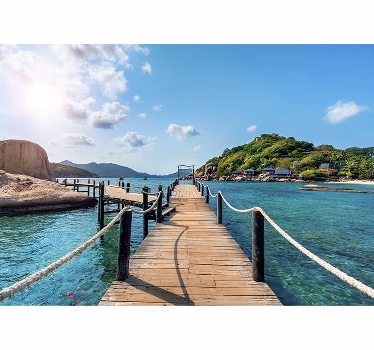 Landscape mural wallpaper tranquil coastal path - TenStickers