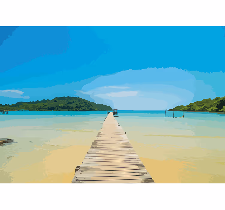 Landscape mural wallpaper serene coastal path - TenStickers