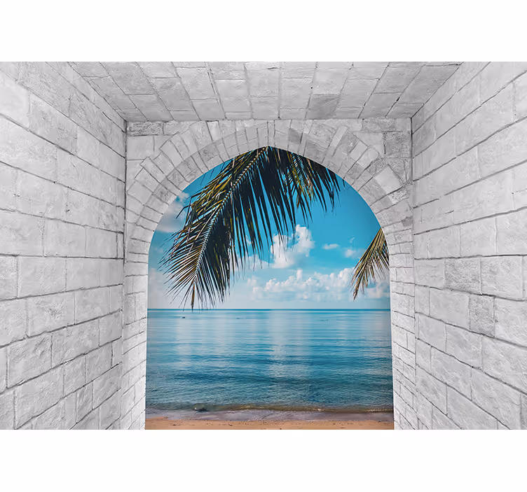Nature wall mural palm tree escape - TenStickers