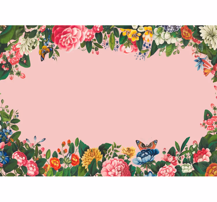 Elegant pink floral design flower mural - TenStickers