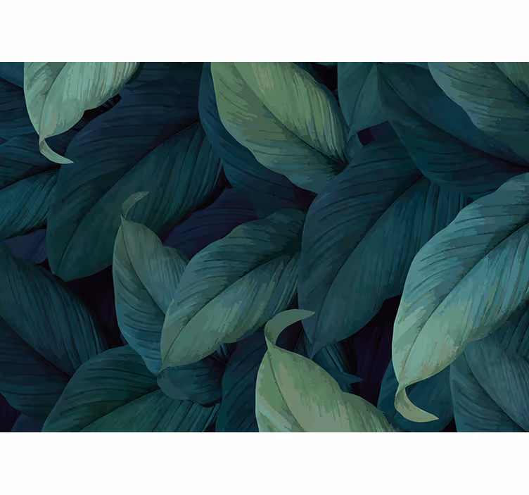 Huge green leaves deep pattern wall mural - TenStickers