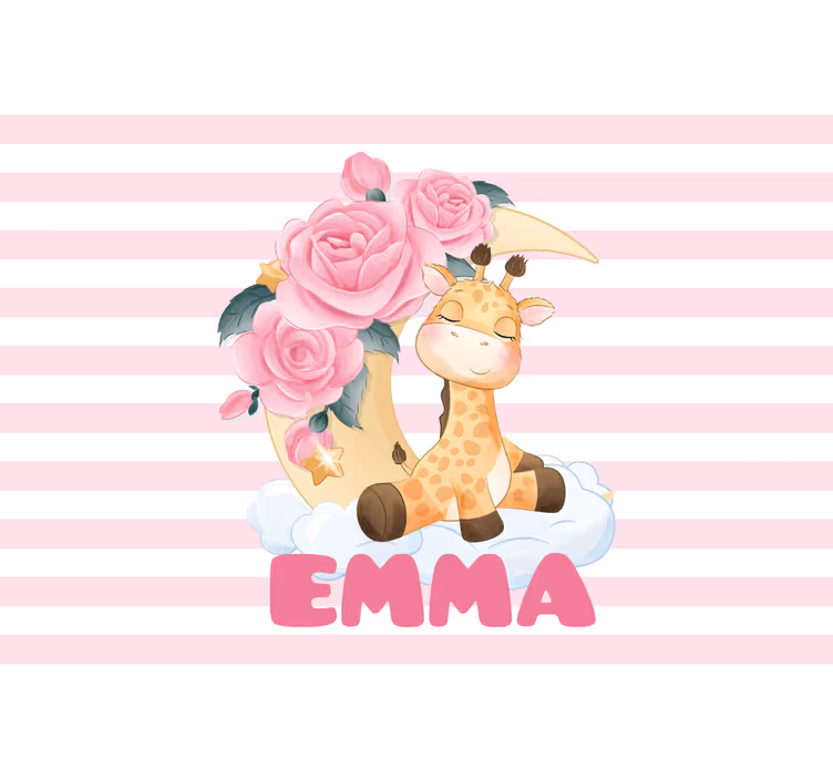 Children wall mural giraffe with roses - TenStickers