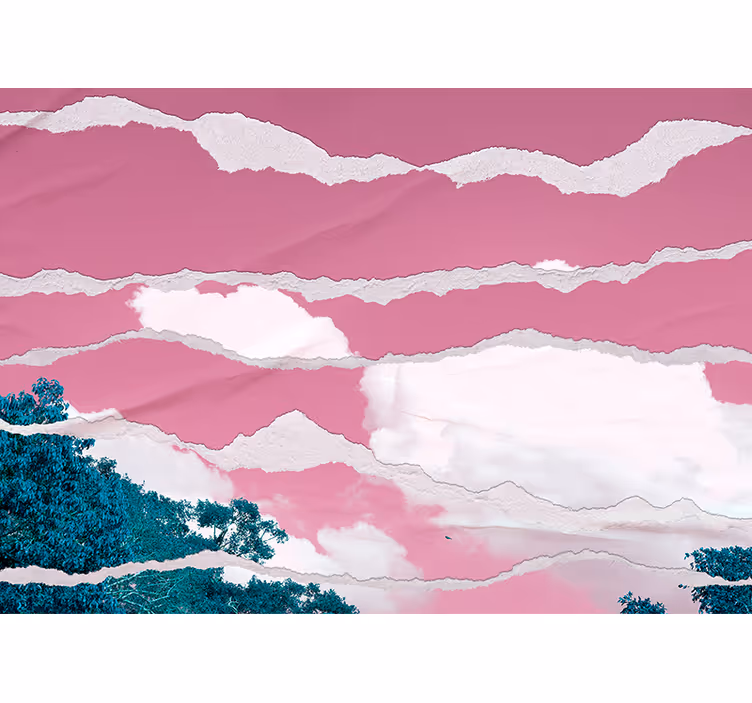 Abstract wall mural torn cloud layers - TenStickers