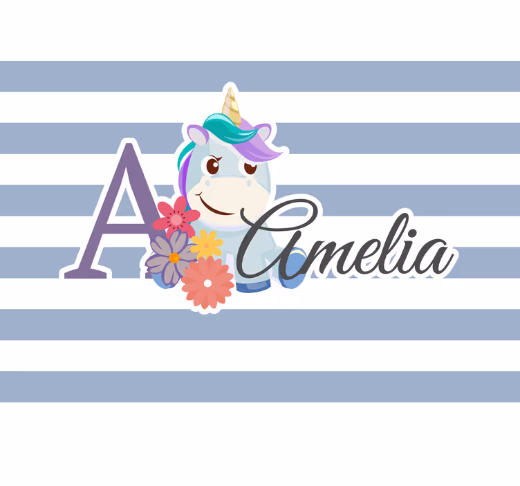 Personalized wall mural charming unicorn design - TenStickers