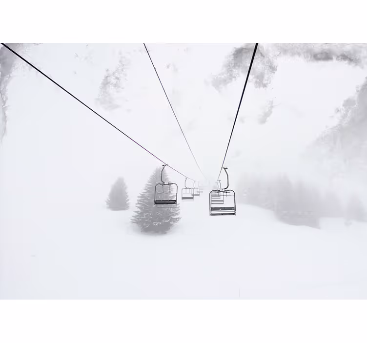 Photography of cable car on snow mountain mural - TenStickers